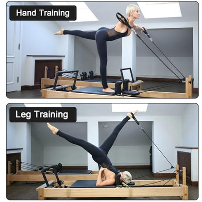 Pilates Double Loop Straps for Pilates Reformer, Fitness Metal D Ring Straps Handle, Pilate Accessories Yoga Wristbands Exercise Straps for Gym Home Workout 2PCS