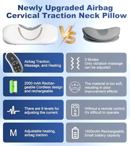 Neck Massage Pillow with Heat & Gentle Light, Contour Design for Relaxation | SOOTHING LIGHT & HEAT COMFORT,This Rupuqira heated neck massager for Neck,Shoulder and Jaw Relaxation, Home/Office Use, White
