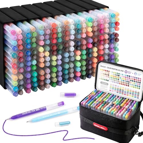 216 Pack Colored Gel Pens, 144 Acrylic Pens + 72 Glitter Pens, 1.0mm Point | Large Capacity Ink Pens for Coloring, Writing, Drawing, Journaling, Note Taking - color: 216PCS-Gift Set(144 Acrylic Pens+72 Glitter Pens), style: Acrylic Pens