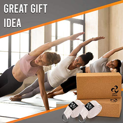 Stretching Straps and Yoga Blocks - Yoga Beginner Kit for Pilates & Gym