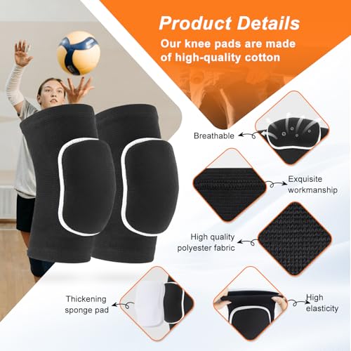 HISFFOG Volleyball Knee Pads for Dancers, Soft Breathable Knee Pads for Men Women Youth Girls Kids Knees Protective, Knee Braces for Volleyball Football Dance Yoga Wrestling Running Cycling - color: BlackWhite, size: Small