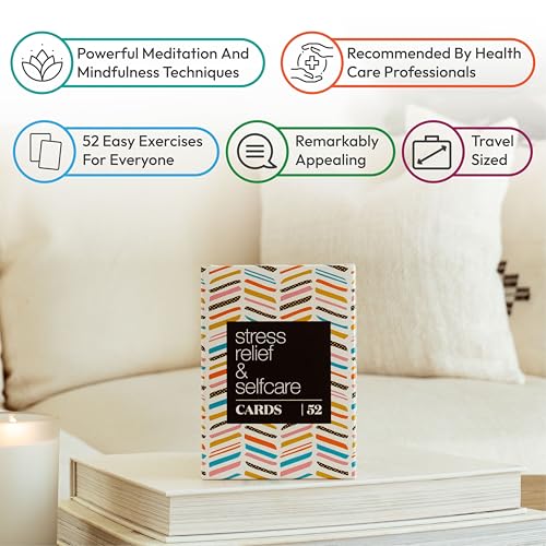 Allura & Arcia 52 Stress Less & Self Care Cards - Mindfulness & Meditation Exercises - Anxiety Relief & Relaxation (Pack of 2) - size: Large (Pack of 2)