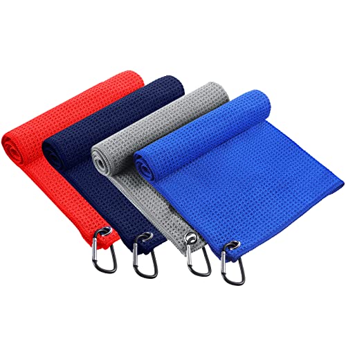 Remagr 4 Pack Golf Towel Microfiber - color: Blue, Navy, Gray, Red