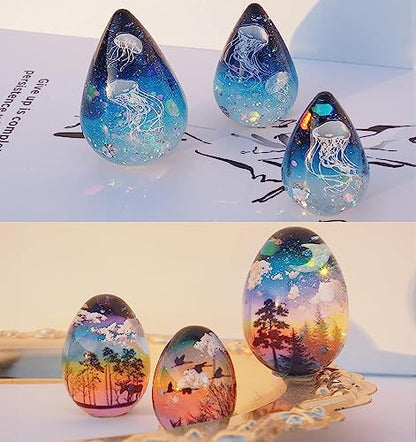 Eggs Ball Silicone Resin Molds for Jewelry Keychain, Epoxy Resin Ball Spheroid Necklace Stone Mold, Mini Orbs Pendant Casting Silicon Mold for UV Resin Crafts, DIY Easter Eggs Planet Jewelry Making - size: Eggs Ball Mold