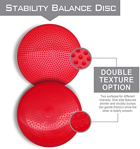 Inflated Stability Wobble Cushion, Yoga Balance Wiggle Seat Pad Disc for Pain Relief, Pelvic Floor Recovery, Rehabilitation Training - color: Red