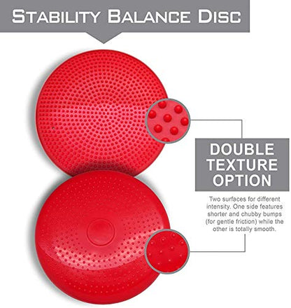 Inflated Stability Wobble Cushion, Yoga Balance Wiggle Seat Pad Disc for Pain Relief, Pelvic Floor Recovery, Rehabilitation Training - color: Red