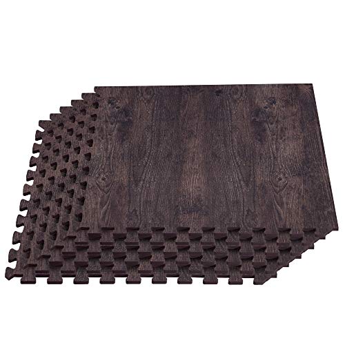Forest Floor Farmhouse 3/8 Inch Thick Printed Foam Tiles, Premium Wood Grain Interlocking Foam Floor Mats, Anti-Fatigue Flooring – Stylish Flooring Solution - color: Roasted Chestnut Dark Brown, style: 24 Square Feet (6 Tiles)