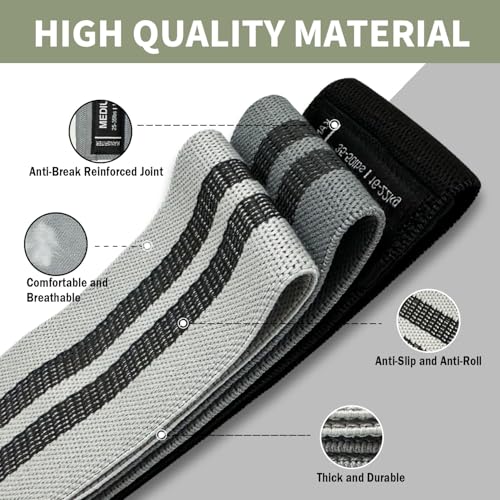 KANGFITER Non-Slip Fabric Resistance Bands for Working Out 3 Levels - color: 3.Grey Set
