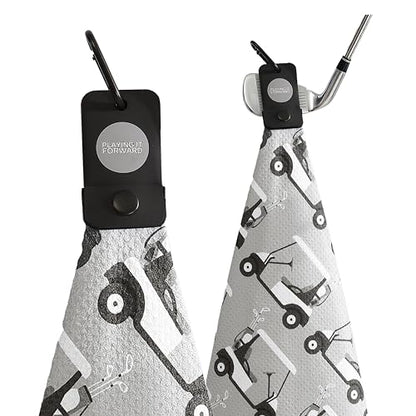 Magnetic Golf Towels for Golf Bags with Clip & Ultra Strong Magnet - Waffle Weave Microfiber Towel for Secure Hold on Bags & Carts - Ideal Club Cleaner & Accessories - Golf Cart - color: Golf Cart