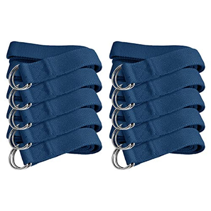 Bulk Yoga Straps, 10 Pack, 6ft, D-Ring Buckle | Adjustable Leg Stretching Strap for Muscle and Hamstring Stretch - Exercise Strap for Home,Gym, Schools and Studio - color: Blue