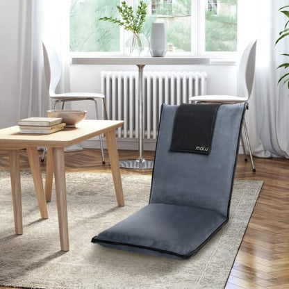 malu Floor Chair Padded w/Back Support - Japanese Chair Meditation Cushion | Comfortable Folding Backrest, Removable Easy Wash Cover (Chair, Extra Large, Black) - color: Black