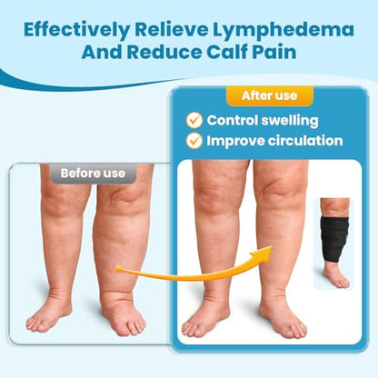 iDonua® Calf Lymphedema Compression Wrap Adjustable For Big Swollen Lower Leg - with 6 Cross Straps‌ (Tall-L) - size: Tall L