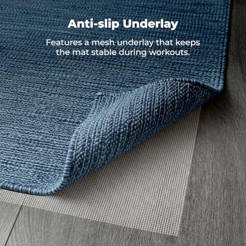 Live Well 360 Handmade Organic Cotton Yoga Mat - Non-Toxic, Chemical-free and All Natural Cloth Yoga Mat - Exercise, Workout, & Fitness Rug - Woven Material - Absorbent & Washable - 78" x 27" - color: Blue