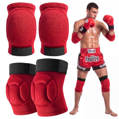 1 Pairs Muay Thai Elbow Pads and Knee Pad,Red,XL - color: Red, size: XL