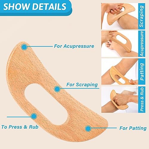 Mozeat Lens Body Gua Sha Tool Wooden Lymphatic Drainage Massager - color: Style-b