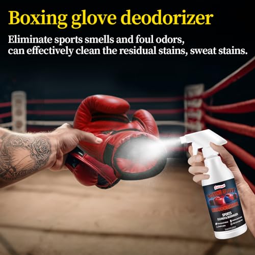 Boxing Glove Deodorizer Cleaner Spray（with Desiccant), Gym Equipment & Shoe Odor Eliminating Spray, Yoga Mat Cleaner, Natural Plant Based Sports Deodorizer, 16.91Fl Oz