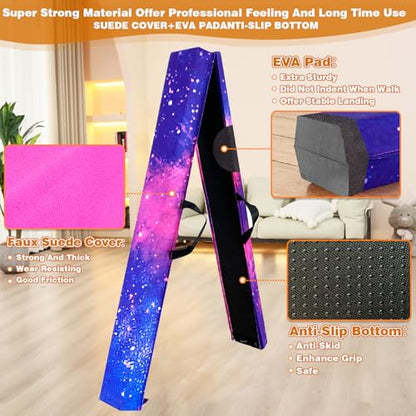 Marfula 6 FT / 8 FT / 9 FT Folding Gymnastics Beam Foam Balance Floor Beam - color: Magic Star, size: 10 Ft