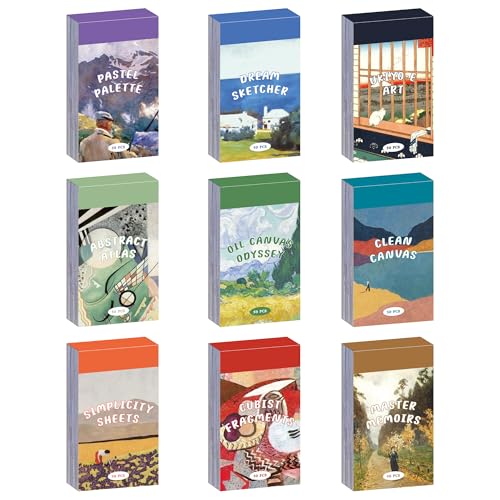 9 Sets 450 Sheets Washi Stickers for Journaling, Art Painting Drawing Themed Stickers Vintage Aesthetic Scrapbook Sticker Set for Bullet Journal Art Diary Card Craft Gifts Planner Notebook - style: Aesthetic Style 3