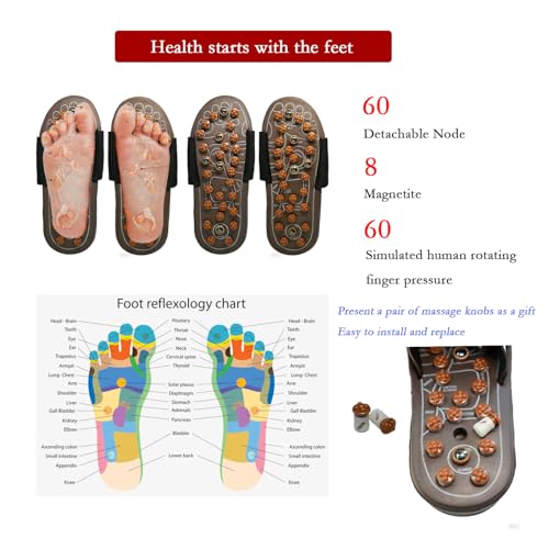 Acupressure Sandals,Acupressure Foot Massager with Anti-Slip Sole,Plantar Fasciitis Relief with Imitate Person Rotation Finger Pressure (Brown, XL-Men(9-10.5)) - color: Brown, size: XL-Men(9-10.5)