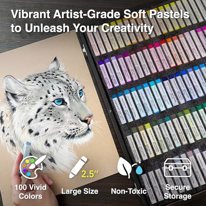 COLOUR BLOCK Soft Pastels for Artists - 100 Colors Square Chalk Pastels Set in Wooden Box - Vibrant Pigments Art Kit for Painting, Drawing, Sketching, Hobbyists. - style: 100 Colors Soft Pastel Set – Wooden Case