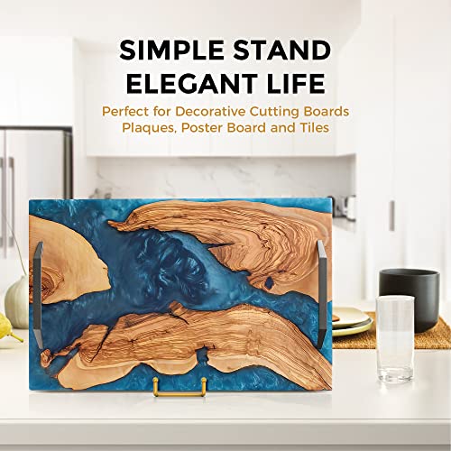 TR-LIFE 8 Inch Large Plate Stands for Display - Metal Plate Holder Display Stand + Frame Holder Stand for Picture, Decorative Plate, Platter, Plaques, Book, Photo Easel Tabletop (Gold 2 Pack) - size: 8 Inch