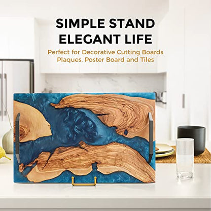 TR-LIFE 8 Inch Large Plate Stands for Display - Metal Plate Holder Display Stand + Frame Holder Stand for Picture, Decorative Plate, Platter, Plaques, Book, Photo Easel Tabletop (Gold 2 Pack) - size: 8 Inch