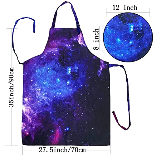 Adjustable Waterproof Apron Bib Apron with 2 Pockets Cooking Kitchen Aprons for Women Men Chef - color: Galaxy Apron