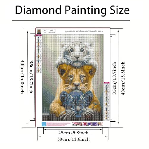 Diamond Art Kits for Adults,Three Tigers Diamond Painting Kit 11.8x15.8inch | 5D DIY Full Round Drill Paint by Diamond,Diamond Dot Gem Art Crafts,for Home Art Wall Beginners - color: KM48-1