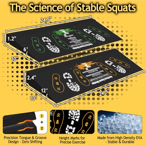 Squat Wedge Height-Adjustable Slant Board: 2Pcs Wide Wedges for Weightlifting Leg Glute Workout Improve Strength and Mobility for Gym Home - size: Large*2