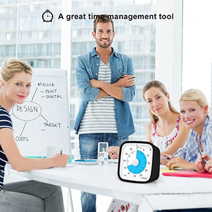 Yunbaoit Visual Timer for Kids, Silent 60-min Countdown Timer, Black Blue - color: Black Blue