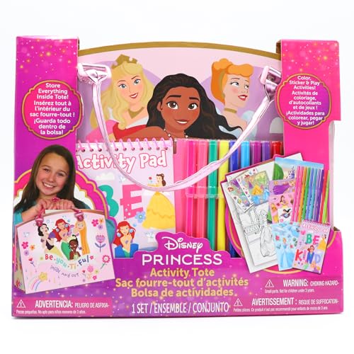 Disney Princess Activity Tote – Ultimate Princess Adventure Bag with Coloring Books, Stickers, Crayons & Games – Travel-Friendly Art Set for Girls Ages 3+ – Great Gift for Creative Play | Travel-friendly creative bag with crayons and games. Officially lic
