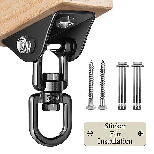 Heavy Duty Swing Hangers for Wooden Sets 2000 LB Capacity Hammock Hanger 360 Swivel Stainless Steel Swing Hardware Accessories 1 Packs for Porch Playground Yoga Heavy Bag - color: Black, size: 1 Pack