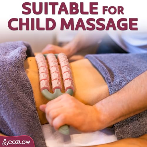 Triple Roller Massage Stick - Body Massager for Muscles - Fascia Rolling Tool - Deep Tissue Therapy for Myofascial Release and Lymphatic Drainage - Handheld Anti Cellulite Device - by Cozlow - color: Pink