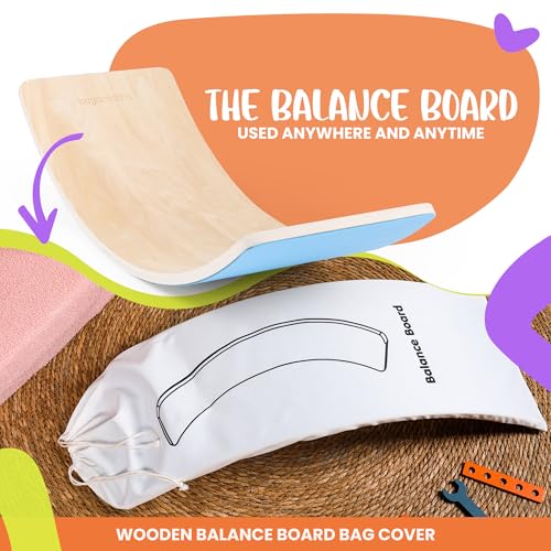 Ultimate Wooden Wobble Balance Board for Kids by bagacootha – Wooden Toddler Toys & Kids Rocker for Endless Play & Imagination | 32" Wobble Balance Board with Felt Base. - color: Blue