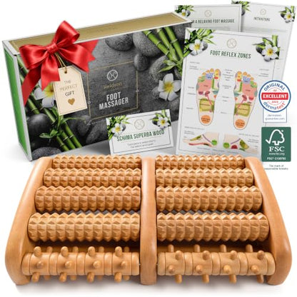 HELDSON Wooden Foot Massager Roller – Foot Roller for Plantar Fasciitis