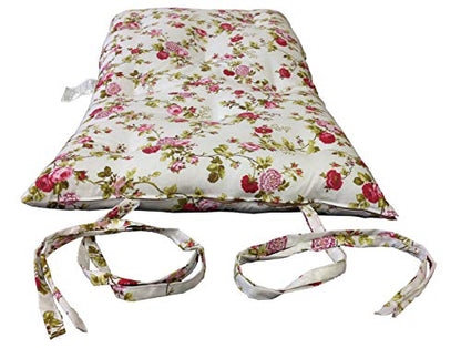 Twin Size Traditional Japanese Floor Futon Mattresses, Tatami Foldable Cushion Mats, Yoga, Meditaion 39" Wide X 80" Long (Red Rose White) - color: Red Rose White