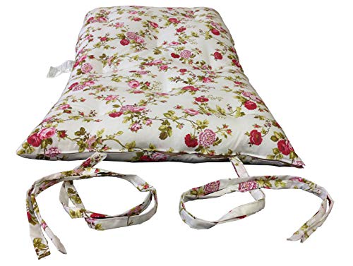 Twin Size Traditional Japanese Floor Futon Mattresses, Tatami Foldable Cushion Mats, Yoga, Meditaion 39" Wide X 80" Long (Red Rose White) - color: Red Rose White