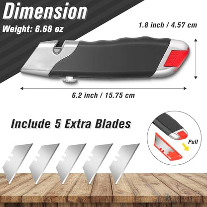 DIYSELF 10 Pack Utility Knives, Quick-Release Box Cutters with Rubber Grip | Heavy Duty Box Cutter Retractable, 5 Extra Blades, Razor Knife for Cardboard, Cartons, Packages, Warehouse, Office and DIYers - style: 10 Pack