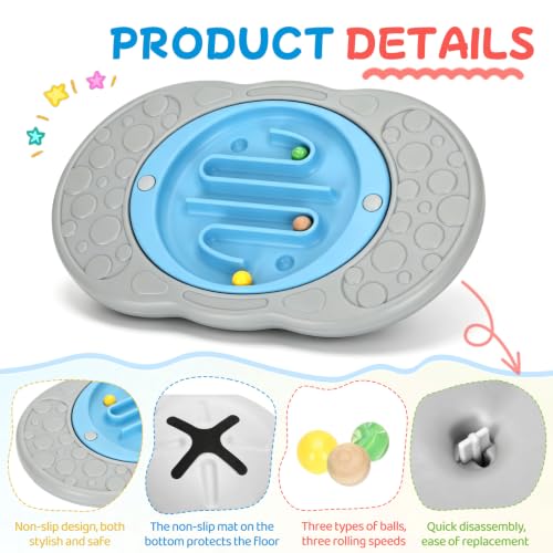 Kids 2-in-1 Maze Balance Board with 3 Swap Labyrinth Plates & 3 Balls
