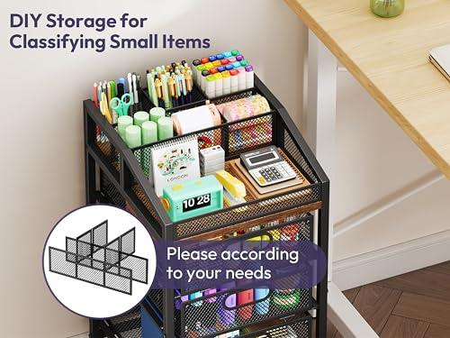 SWTYMIKI Rolling Utility Cart with Drawers - Under Desk Storage Cart with DIY Divider & Lockable Wheels, Multi-Functional Craft Art Supply Organizer for Office, Vanity, Craft Room & Studio Black - color: Black