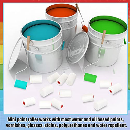 40 Pcs 2 Inch Mini Paint Roller Foam Paint Roller Covers Small High Density Household Paint Roller Covers Sponge Paint Roller Refills for Textured Smooth Corner Detail Painting