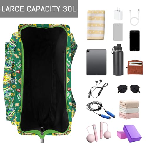Mandala Yoga Mat Bag Large Yoga Bags and Carrier Fits All Your Stuff Yoga Tote Bags with Zipper Pocket Pilates Bag - color: Green