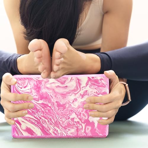 2-Pack Yoga Blocks, High-Density 9"x6"x3" Yoga Brick Foam Blocks Non-Slip EVA Foam Block Yoga Props Accessories for Yoga Pilates Stretching and Meditation - color: Camo Pink