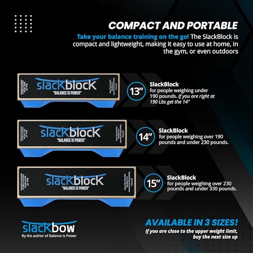 SlackBow SlackBlock Athletic Balance Trainer – Improve Balance, Stability, and Athletic Performance – Condition Your Body and Prevent Injury - Compact and Portable - size: 14"
