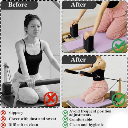 QCWN Non-Slip Pilates Reformer Mat Cover, 39" x 24" Pilates Machine Towel with Headrest Cutout, 0.8mm Sweat-Wicking Micro-Suede Foldable Mat for Female Pilates Enthusiast Exercise Matfor Pilate Training Yoga - color: Purple