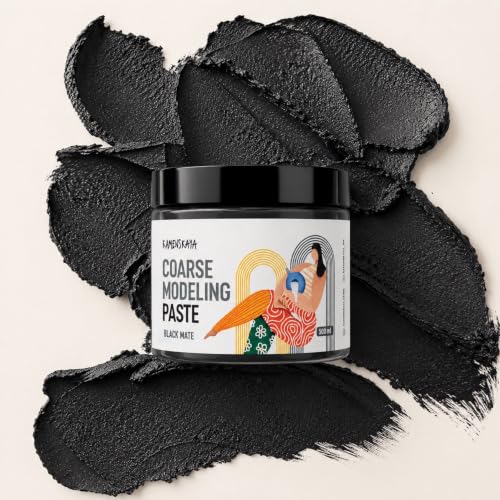 KAMENSKAYA Coarse Modeling Paste for Textured Art and Acrylic Painting (Texture Paste for Canvas) - Black Matte, 16.9 fl oz (500 ml) - color: Coarse – Black Matte, size: 16.9 Fl Oz (Pack of 1)
