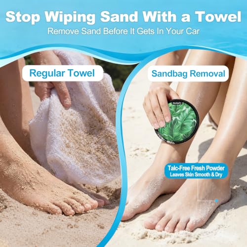 Sand Remover for Beach Towels - Soft Quick Clean Mitt for Kids & Adults | Removes Sand in Seconds,Gentle on Skin,Reusable & Washable,Beach Vacation Essential,Perfect for Beach, Pool & Camping - color: Green Leaves