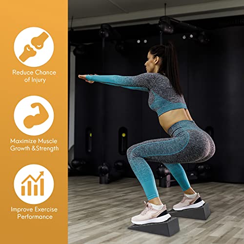 Squat Wedge for Easier Squats: 2-Pack Non-Slip Blocks with Guides