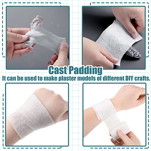 Nuanchu 12 Rolls Medical Cotton Cast Padding Plaster Cloth,3 Inch X 8.8 ft | Individual Wrapped, Undercast Protection Padding, Soft Cloth for Body Casts, Halloween Bandage Art, Mask Craft Supplies - size: 3 Inch x 8.8 ft