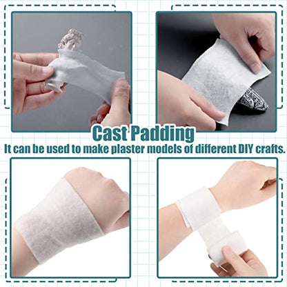 Nuanchu 12 Rolls Medical Cotton Cast Padding Plaster Cloth,3 Inch X 8.8 ft | Individual Wrapped, Undercast Protection Padding, Soft Cloth for Body Casts, Halloween Bandage Art, Mask Craft Supplies - size: 3 Inch x 8.8 ft